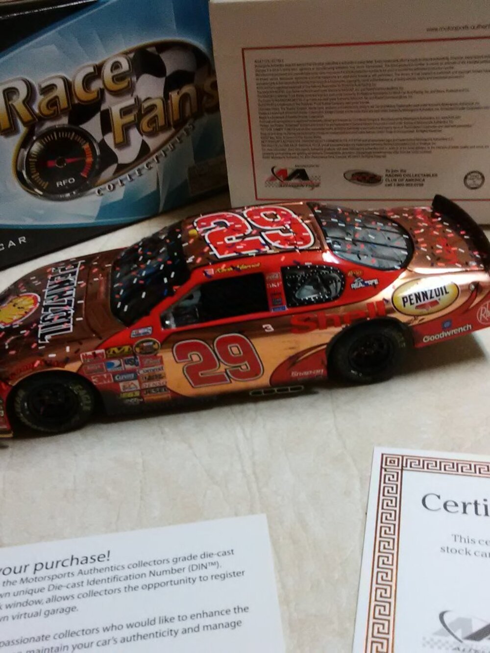 2007 Kevin Harvick #29 Shell / Daytona 500 Raced Win Copper 1/24 Diecast